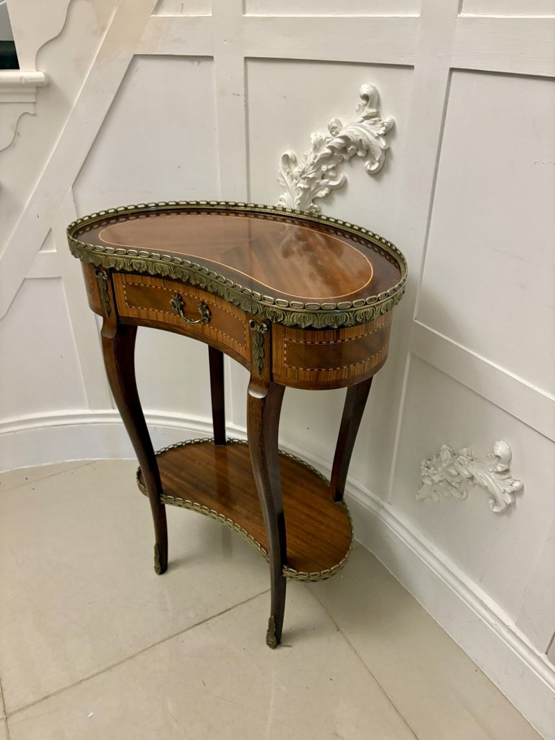 Antique French Quality Louis XV Style Kidney-Shaped Side / Lamp Table